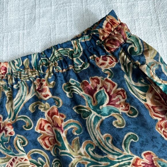 Y2K Silk Xposure Shorts Paisley Blue Red High Waist Elastic SZ S - Picture 10 of 15